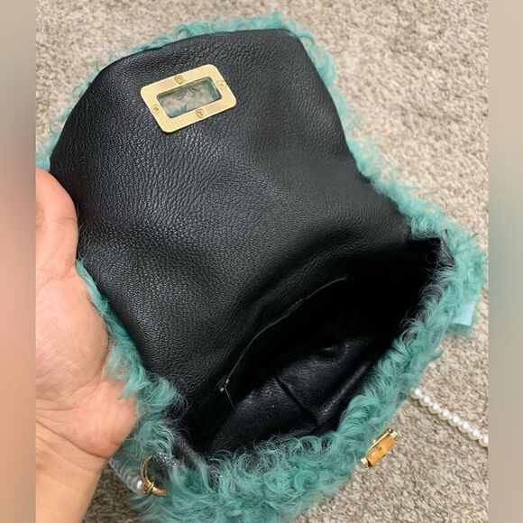 Handmade Genuine Curly Shearling Turn-lock Clutch/Shoulder Bag/Crossbody - Picture 13 of 14